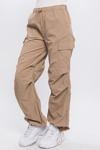 Loose Fit Parachute Cargo Pants KHAKI Pants