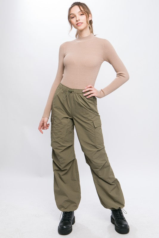 Loose Fit Parachute Cargo Pants Pants