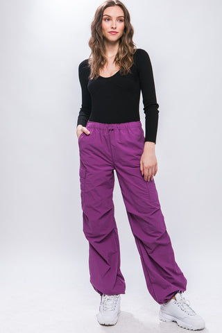 Loose Fit Parachute Cargo Pants Pants