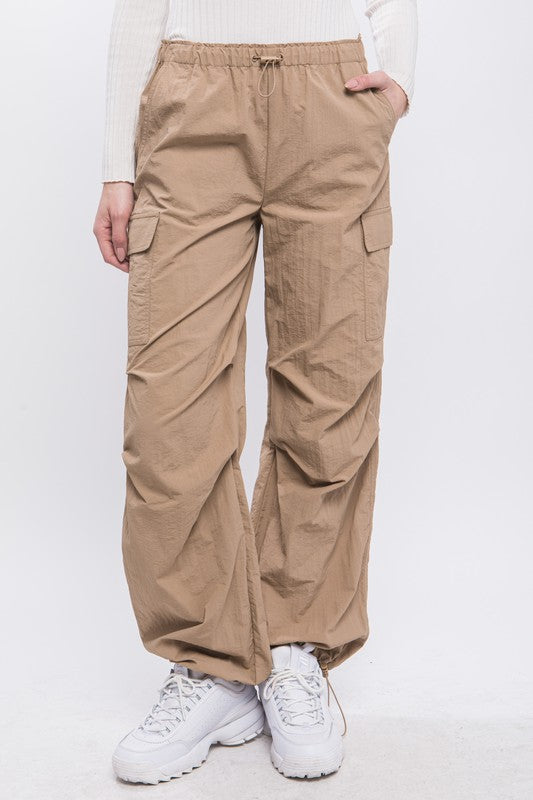 Loose Fit Parachute Cargo Pants Pants