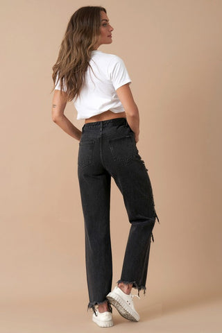 Flipped Waist Straight Leg Jeans Jeans