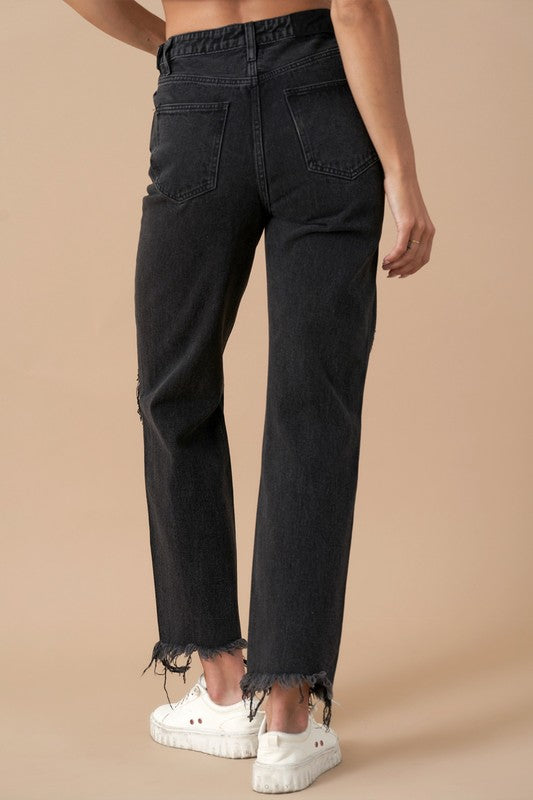 Flipped Waist Straight Leg Jeans Jeans