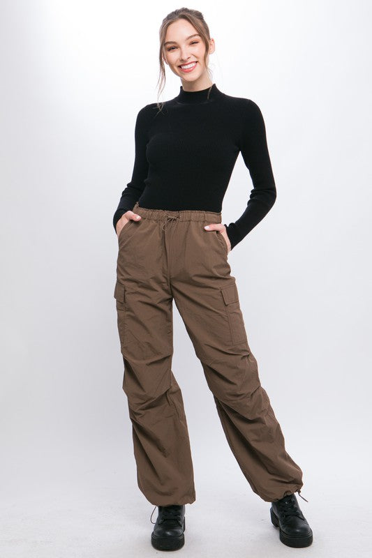 Loose Fit Parachute Cargo Pants Pants