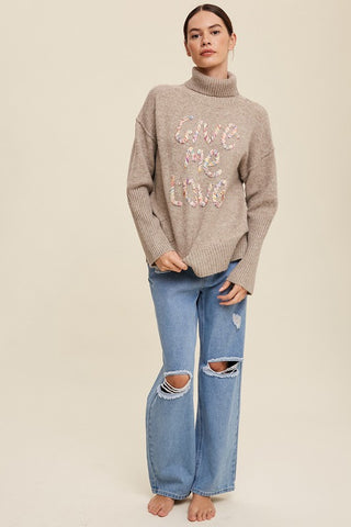 Give Me Love Stitched Mock Neck Sweater Sweater