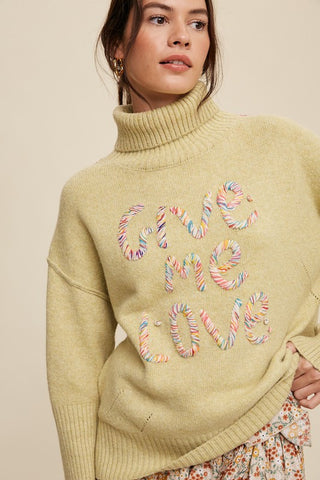 Give Me Love Stitched Mock Neck Sweater Sweater