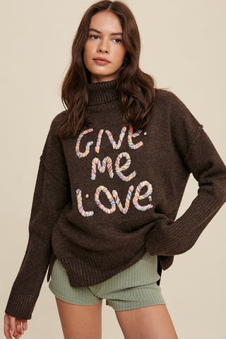 Give Me Love Stitched Mock Neck Sweater Sweater