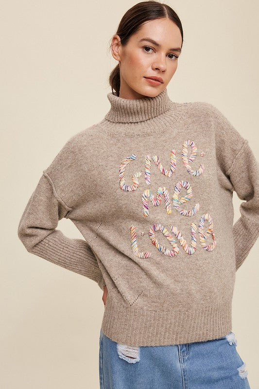 Give Me Love Stitched Mock Neck Sweater Sweater