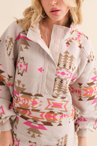 Geometric Print Western Pullover sweatshirt