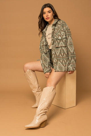 Aztec Print Shacket Jacket