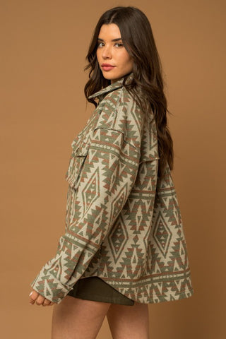 Aztec Print Shacket Jacket