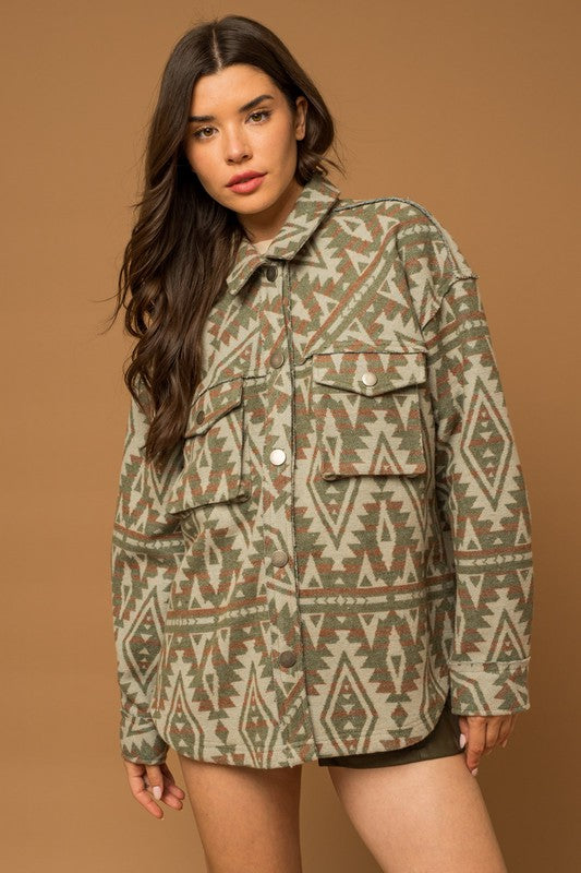 Aztec Print Shacket Jacket