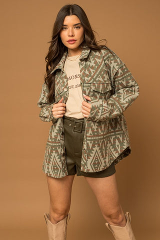 Aztec Print Shacket Jacket