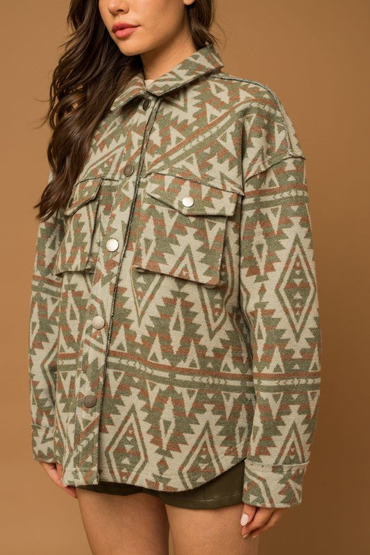 Aztec Print Shacket Jacket