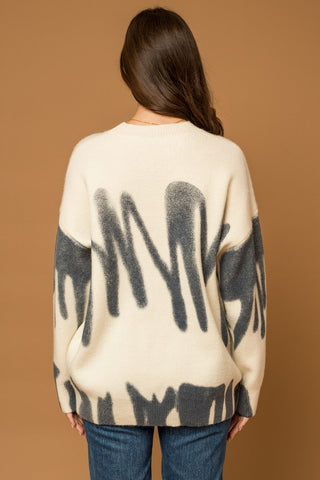 Long Sleeve Spray Print Sweater Sweater