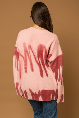 Long Sleeve Spray Print Sweater Sweater