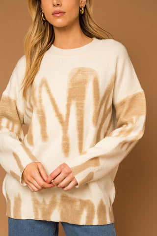 Long Sleeve Spray Print Sweater Sweater