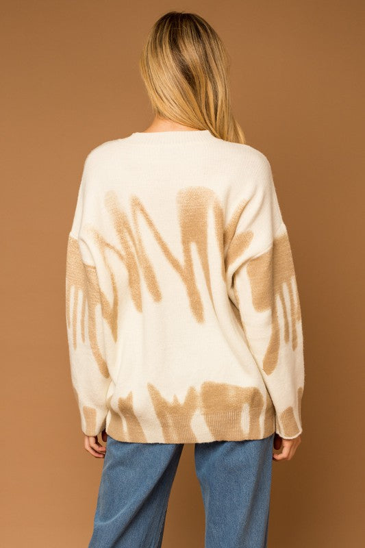 Long Sleeve Spray Print Sweater Sweater