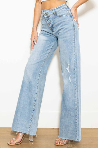 Criss Cross High Waisted Wide Leg Jeans Jeans