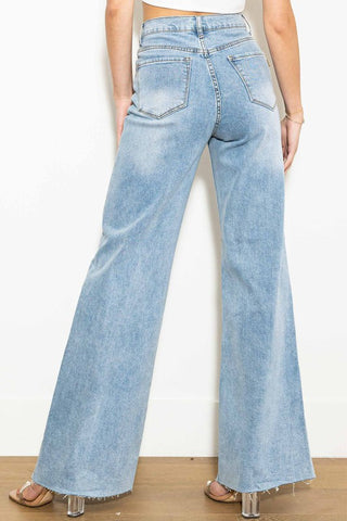 Criss Cross High Waisted Wide Leg Jeans Jeans