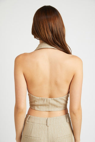 Halter Neck Top with open Back Tops