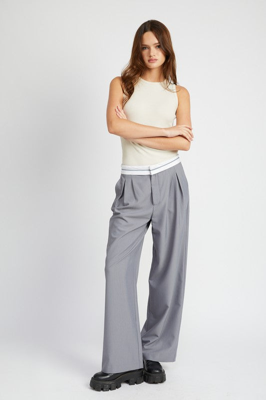 Reverse waist band tailored pants Pants