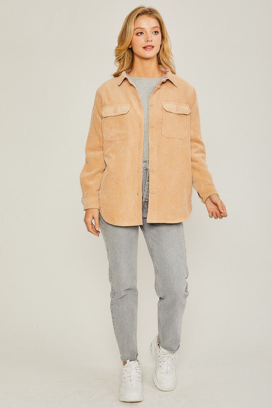 Corduroy Reversible Button Down Jacket Jacket