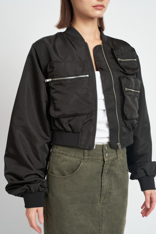 Cropped Bomber Jacket Jacket