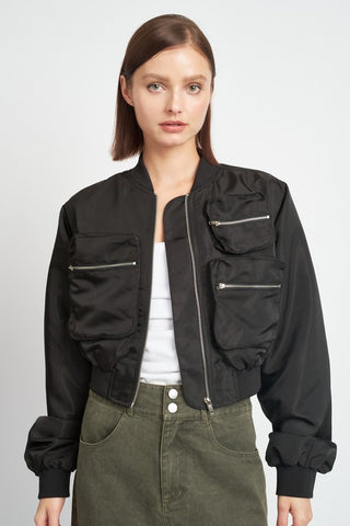 Cropped Bomber Jacket BLACK Jacket