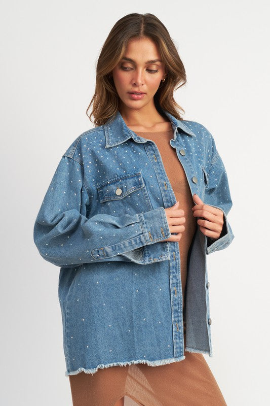 Oversized Rhinestone Denim Jacket denim jacket