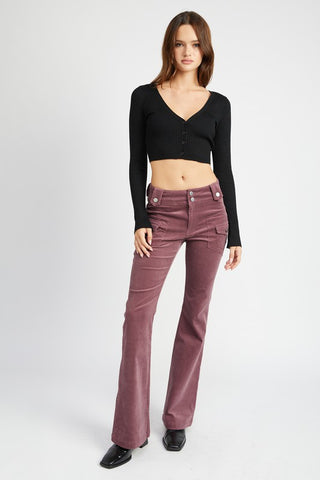 Low Rise Bell Bottom Pants Pants