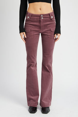 Low Rise Bell Bottom Pants WINE Pants