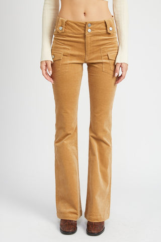 Low Rise Bell Bottom Pants KHAKI Pants