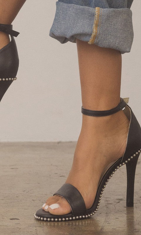 OASIS SOCIETY Dublin - Metal Stud Open Toe Heels BLACK Heels