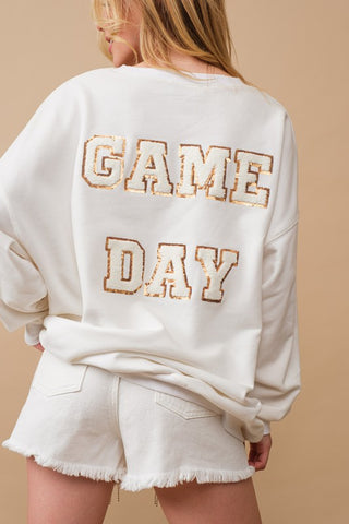 Fleece Terry Football Sequin Patch Sweatshirt sweatshirt