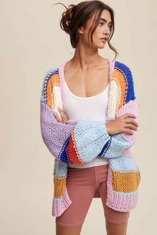 Hand Knit Multi Striped Cardigan cardigan