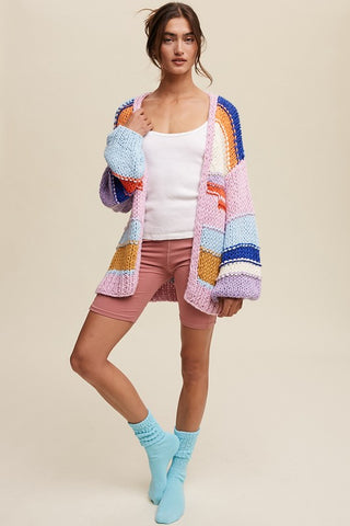 Hand Knit Multi Striped Cardigan cardigan