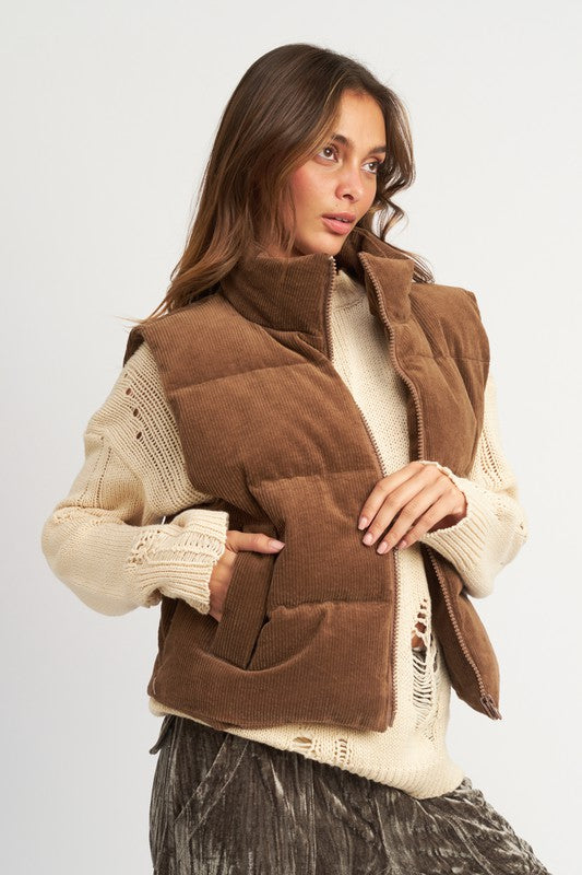 Corduroy Puffer Vest vest