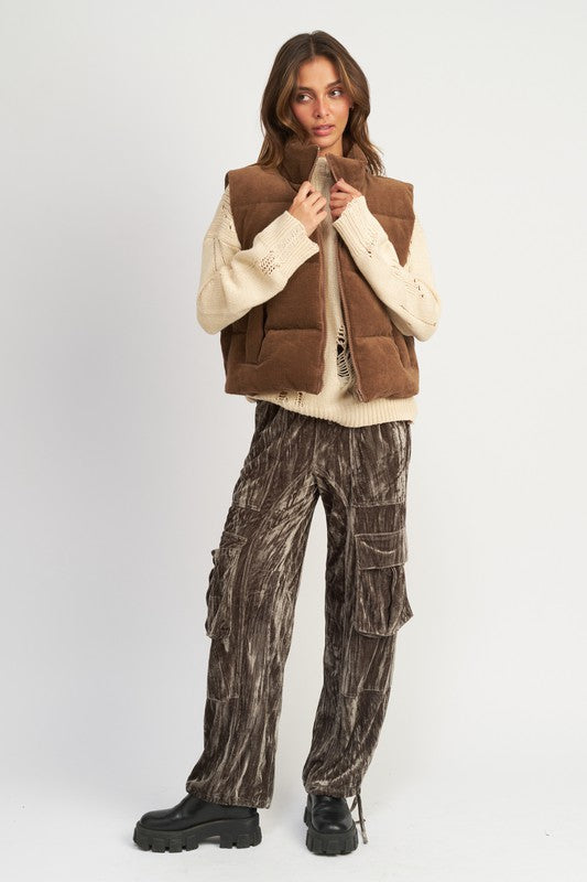 Corduroy Puffer Vest vest