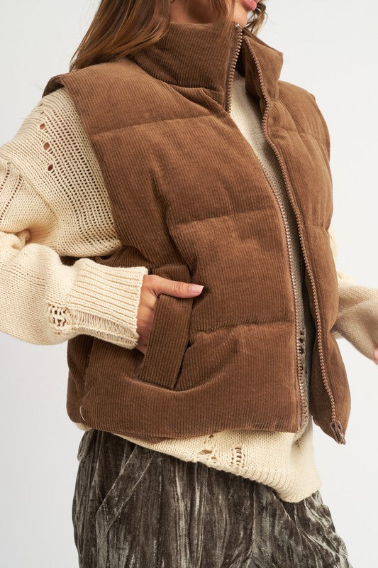 Corduroy Puffer Vest vest