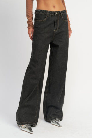 Boyfriend Denim Pants with Contrasted Stitching Denim pants