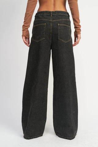 Boyfriend Denim Pants with Contrasted Stitching Denim pants