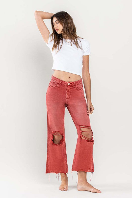 90s Vintage Crop Flare Jeans Jeans