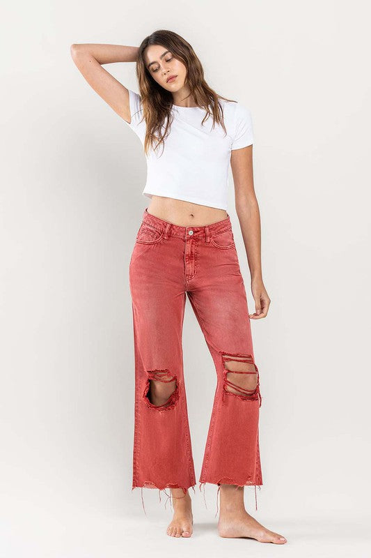 90s Vintage Crop Flare Jeans Jeans