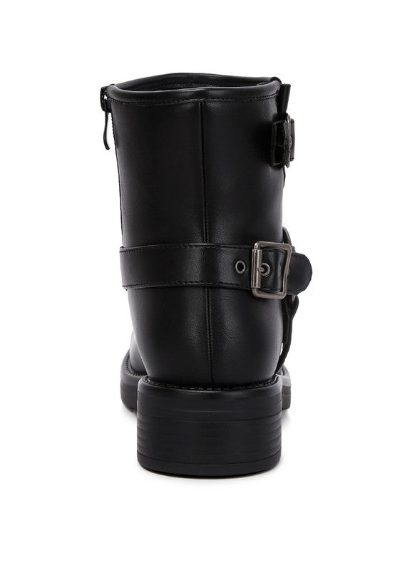 Allux Faux Leather Pin Buckle Boots Boots