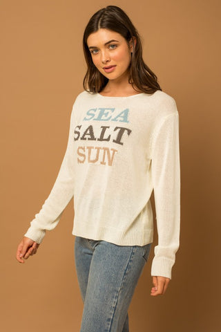 Round Neck Long Sleeve Sea Salt Sun Sweater Sweater