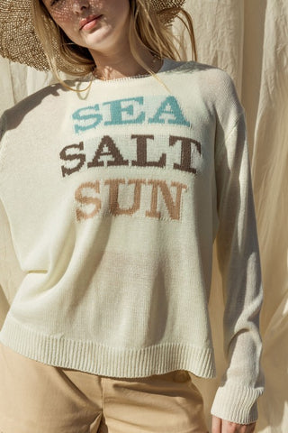 Round Neck Long Sleeve Sea Salt Sun Sweater Sweater