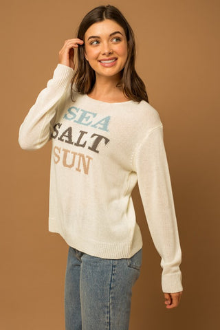 Round Neck Long Sleeve Sea Salt Sun Sweater Sweater