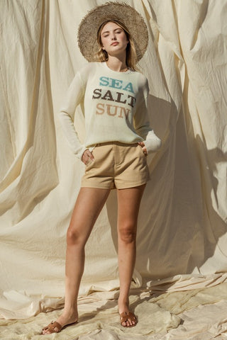 Round Neck Long Sleeve Sea Salt Sun Sweater Sweater