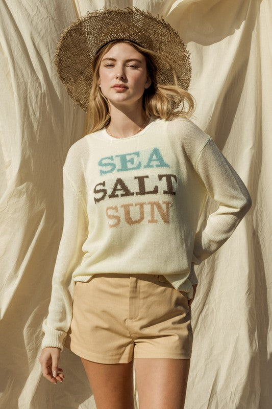 Round Neck Long Sleeve Sea Salt Sun Sweater Sweater