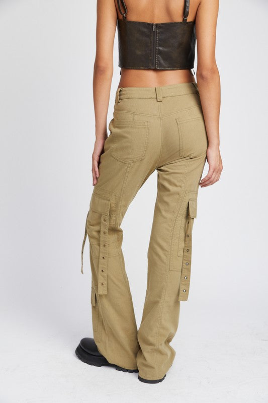 Low Waist Flared Cargo Pants Pants